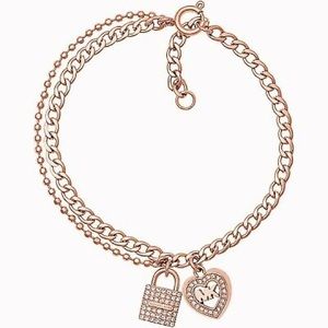 Michael Kors Rose Gold Tone Padlock Heart Bracelet